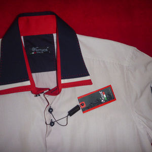 European❣️Designer Men S Dress Shirt Short Contact Trim Colorblock Red Holiday